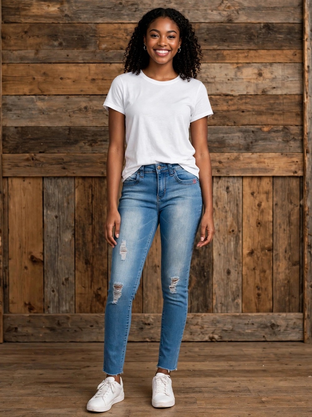 YMI Girls Blue Distressed Skinny Jeans